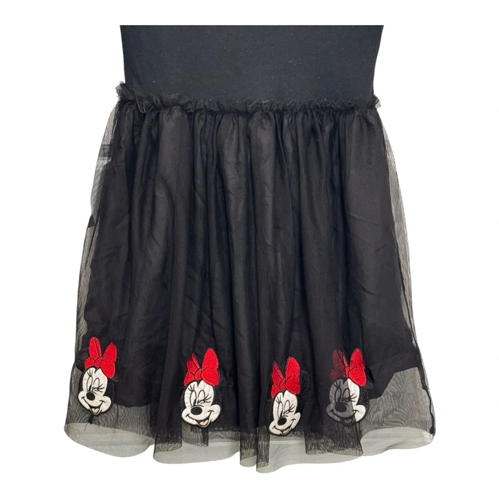 H&M Minnie Mouse Girls Tulle Dress 6X/7 Black Red Bow Disney Tutu - Picture 3 of 5